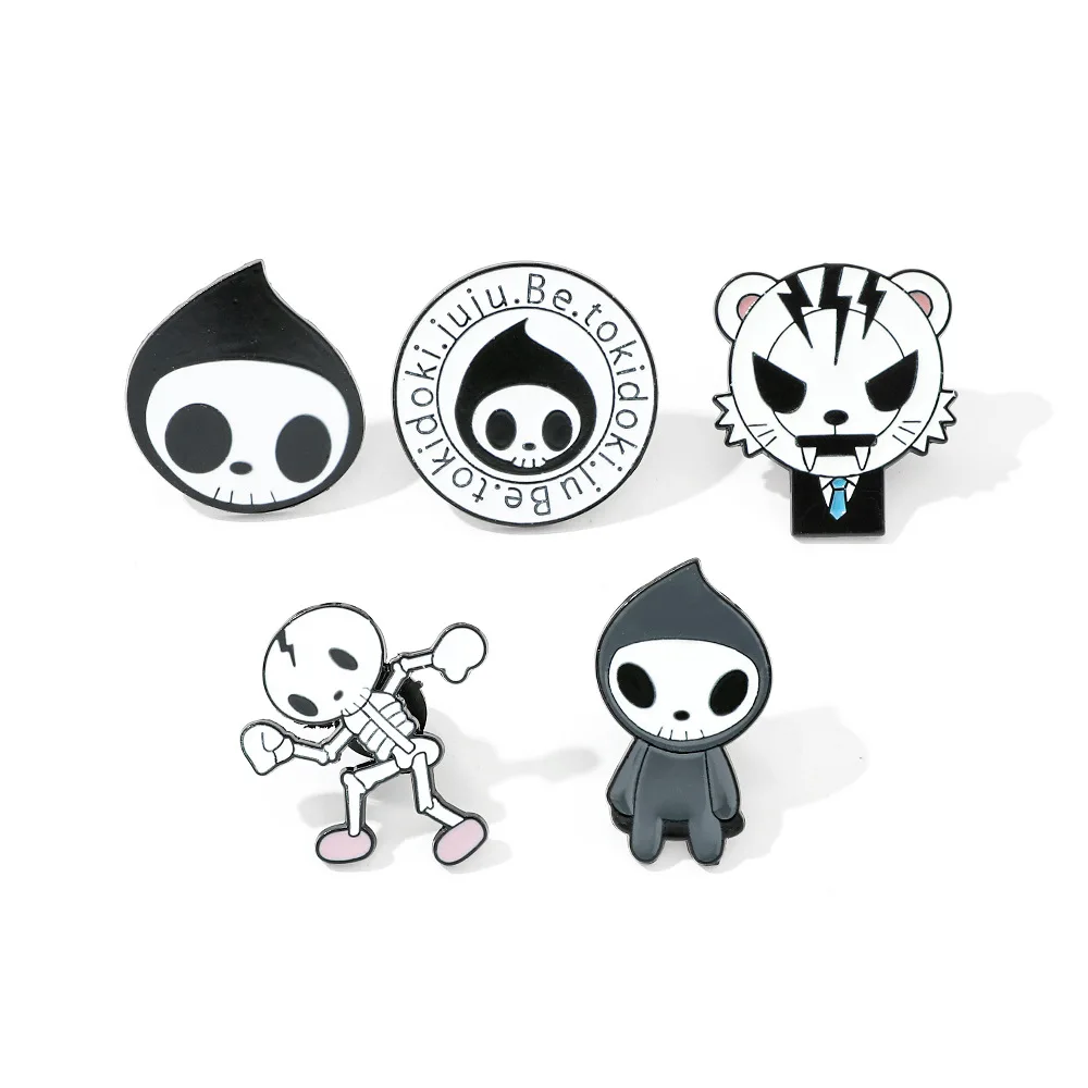 

Cute Grim Reaper Brooch Enamel Pins Punk Gothic Skull Metal Brooch Clothes Lapel Badge Halloween Jewelry Accessory Gifts