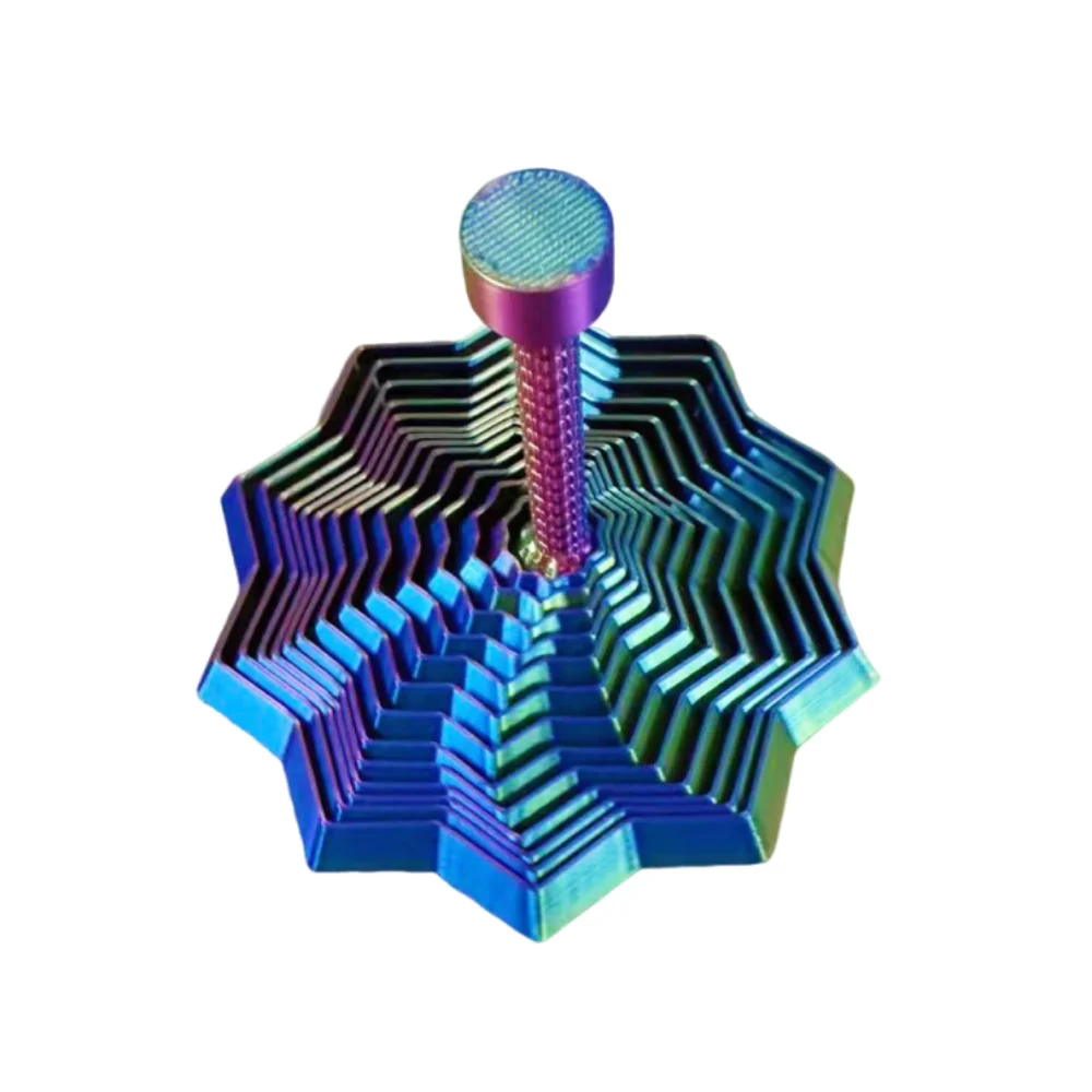 3D Printing Fractal Fidget Star Model Geometric Design Expanded Visual Illusion Hexagon Relaxation with Handles