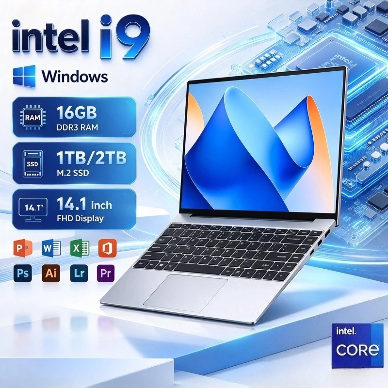 14.1 Inch Portable Laptop Intel Core i9 10980HK 16GB RAM 1TB 2TB SSD Gaming Notebook Computer PC Gamer Office Laptop