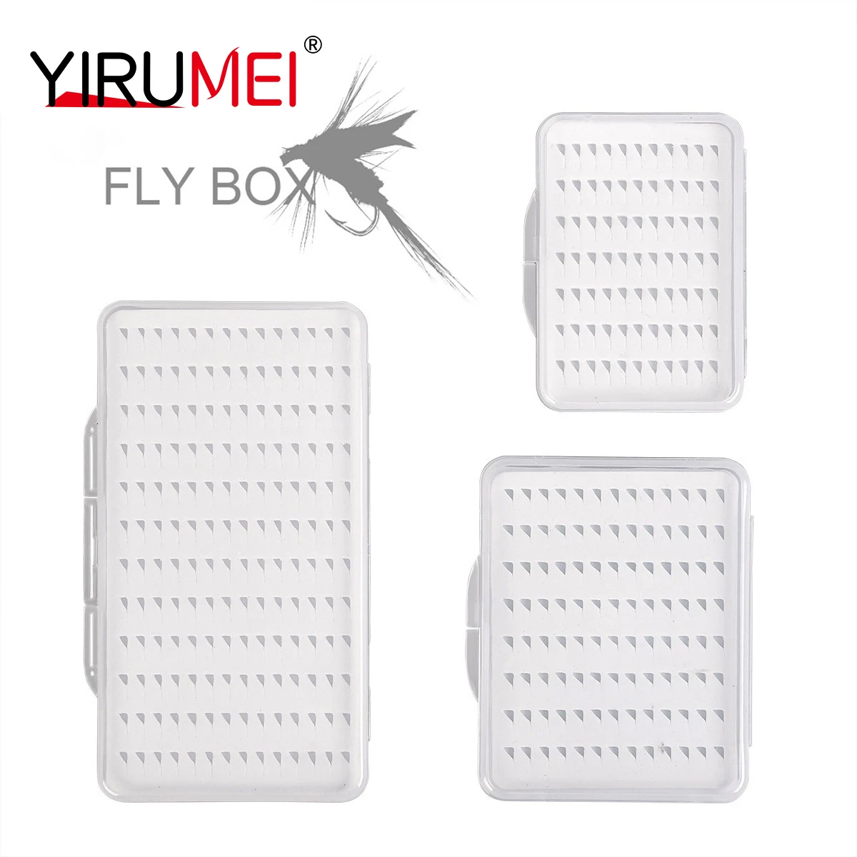 Caja de anzuelo de pesca con mosca con espuma, resistente al agua, Ninfa, caja delgada para moscas, equipo de pesca transparente S M L, caja de aparejos de pesca