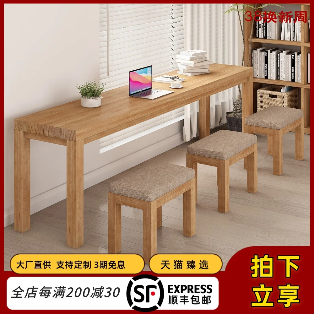 Against the wall, living room, study, office table and chair combination, household rectangular narrow desk