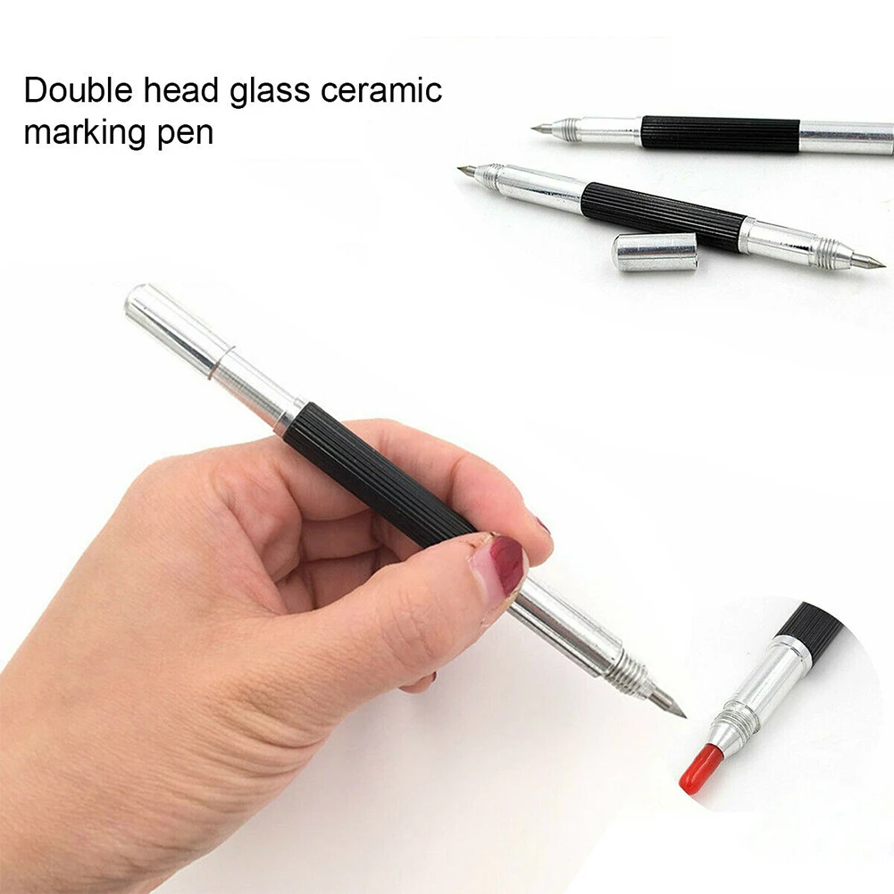 

1PC Tungsten Steel Tip Double-Headed Scriber Pen Glass Tile Ceramic Marking Pen Diamond Wood Iron Carving Pen Marking Tools