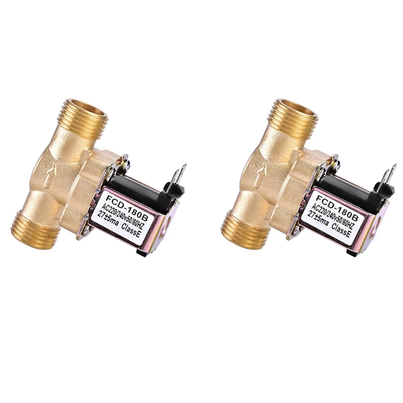 

2X 1/2 Inch Ac 220V Normally Closed Brass Electric Solenoid Magnetic Valve For Water Control Chemical Liquid Pumps