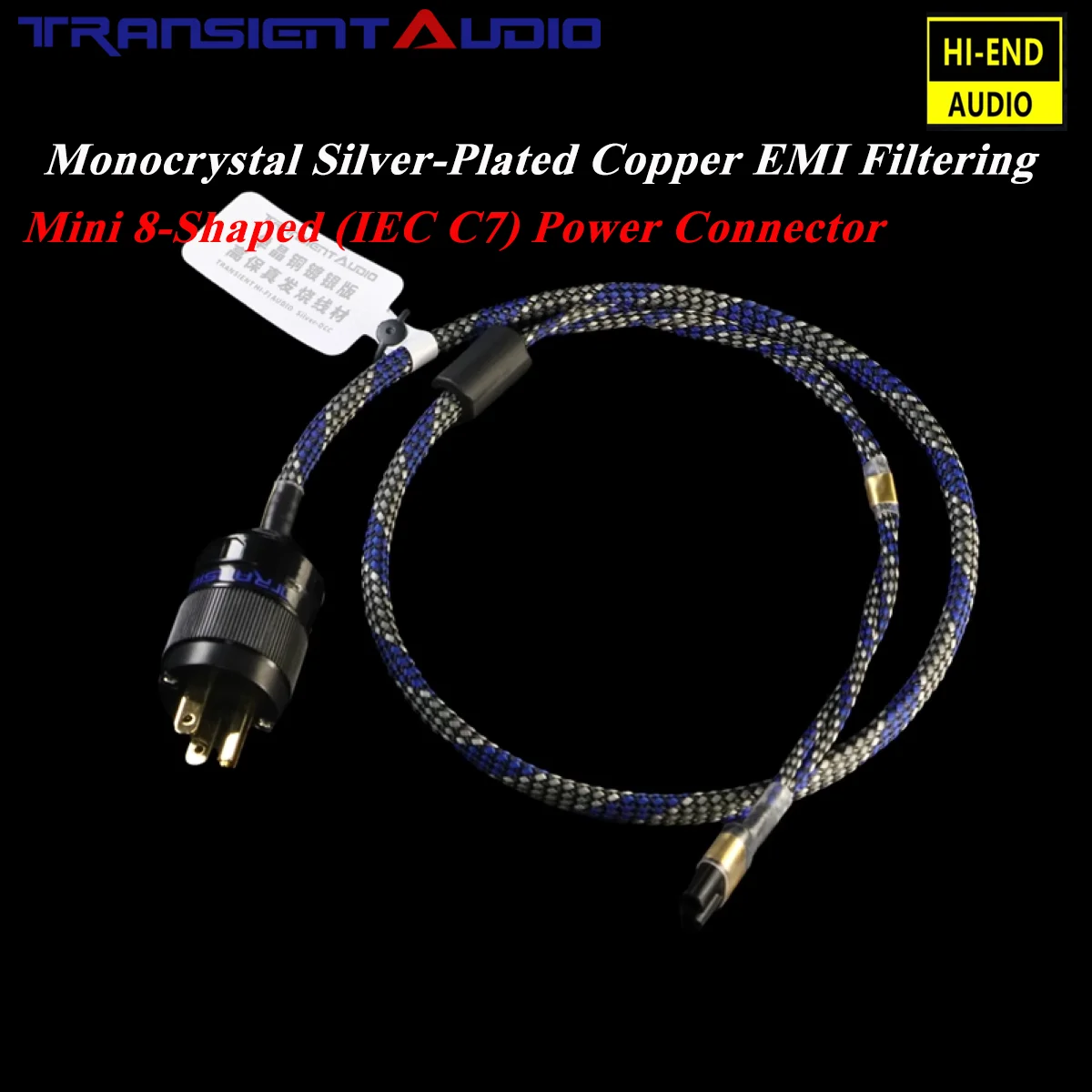 HI-END Figure-8 Power Cable for Active Speakers/Soundbars - US/UK Plug (IEC C7 Connector) - Audiophile Grade Audio Power Cord