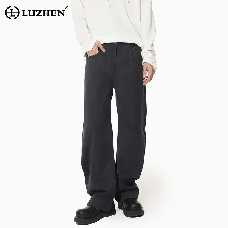 

LUZHEN модные простые однотонные повседневные джинсовые брюки мужские осень 2025 высокое качество красивые элегантные мужские джинсы одежда JY5865