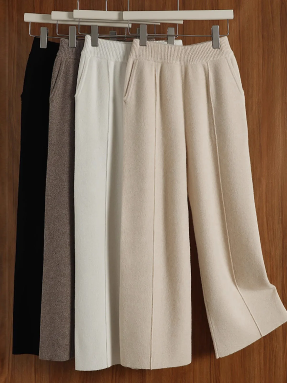 Knitted Wide-leg Pants Women Wear High Waist Cloud Wool Straight Mopping Drape Casual Loose Autumn and Winter
