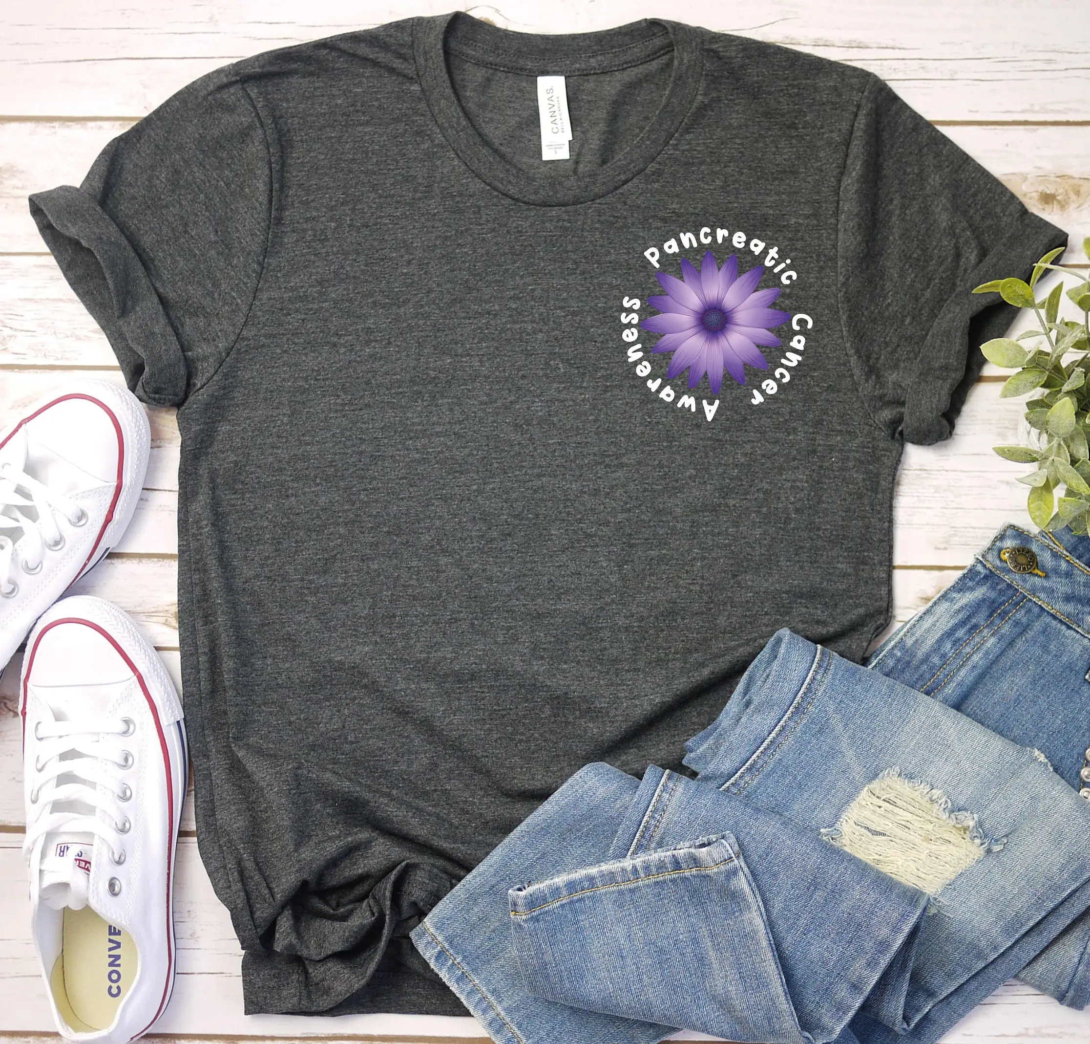 

Pancreatic Cancer T Shirt Awareness Flower