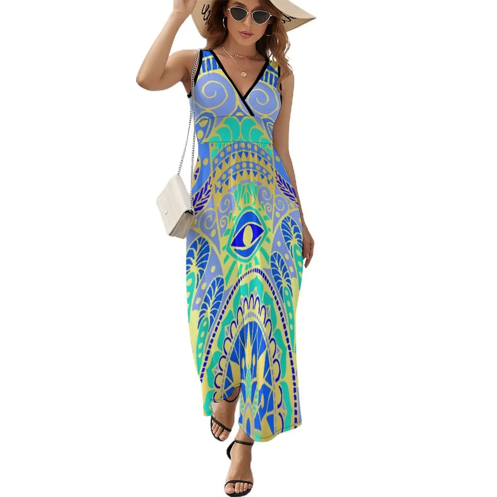 Hamsa Hand Sleeveless Dress women's summer clothing 2024 dresses for women 2024 luxury designer party