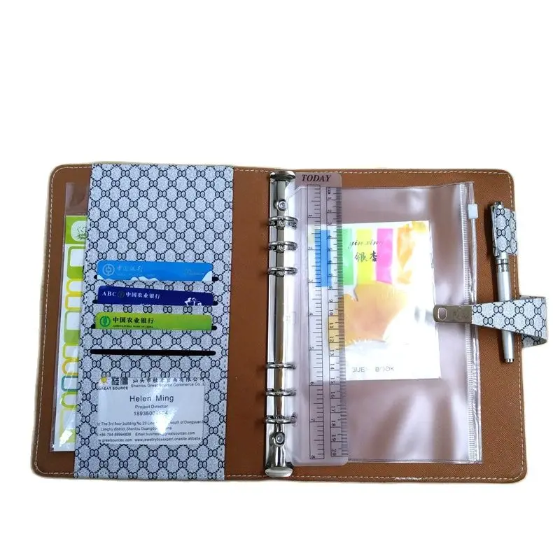 MQQ Padfolio Conference Fefillable Folder Clear Pen Bag Color Stickers Fashion Design 6 Rings Binder For Notebook 2023 Calendar