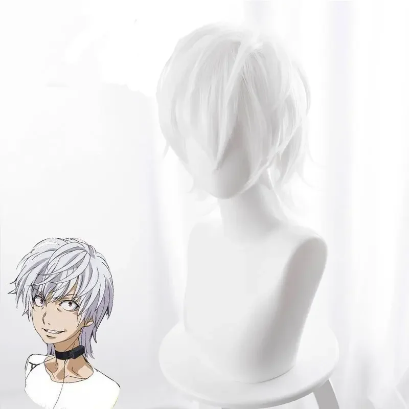 Toaru Majutsu No Index Accelerator Cosplay Wig for Man Boys 30cm Short Straight Anime Wig Heat Resistant Synthetic Hair White