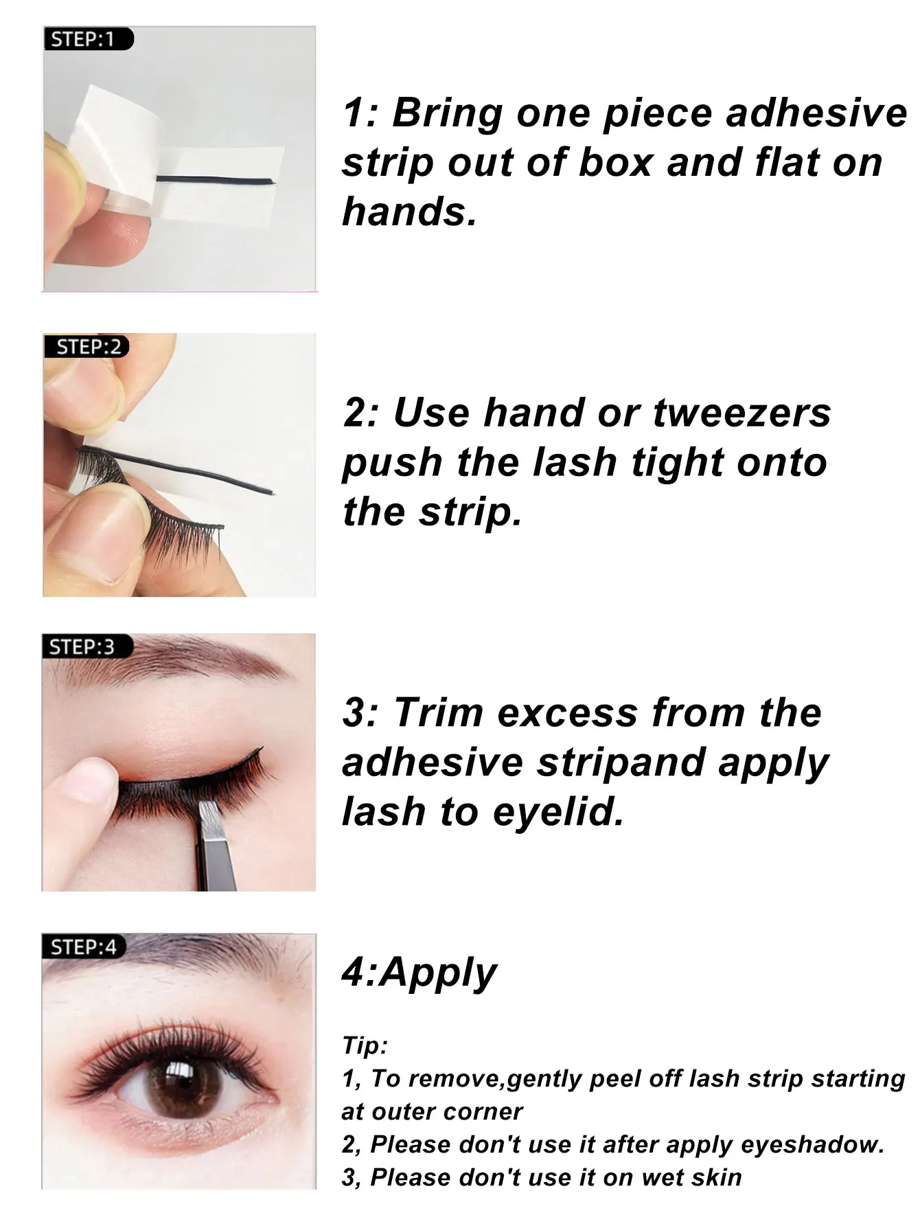 100 pçs tiras de cola clara auto-adesivo ferramentas de maquiagem à prova dwaterproof água reutilizável cola-livre cola para cílios com pinças cílios postiços