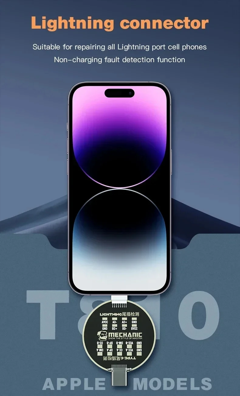 

Mechanic T810 Non Detachable Phone Tail Insertion Test Tail Insertion Test Board for Lightning Type-C Interface Mobile Phone