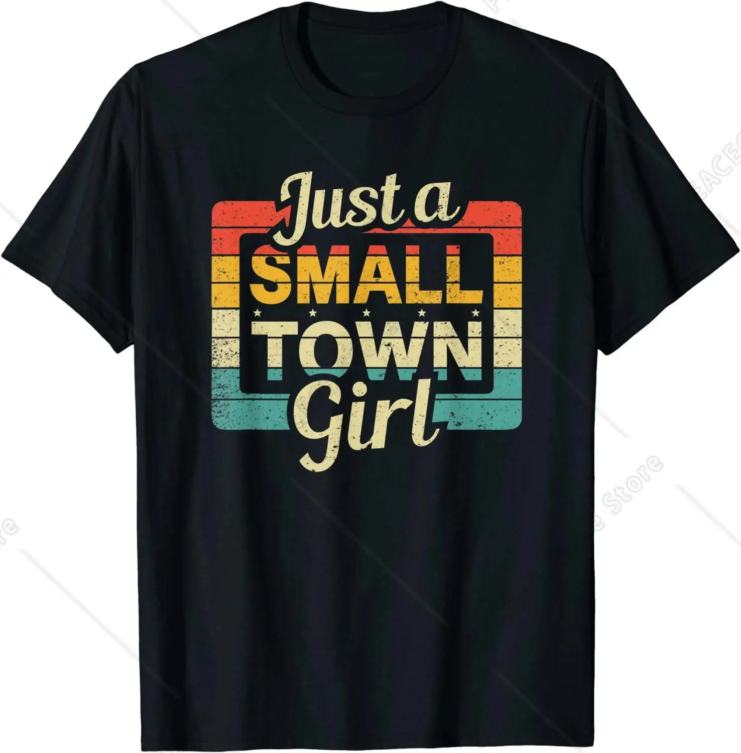 Vintage Just A Small Town Girl Village Little City Girl T-Shirt Sayings Quote Girls Fashion Graphic Tee Top Short Sleeve Blouses