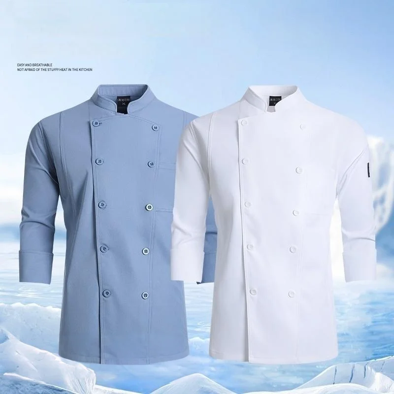 Professional Chef Uniforms Long Sleeve Kitchen Jacket Men Women Bakers Cook Coat Food Service Hotel Restaurant Cooking Costume