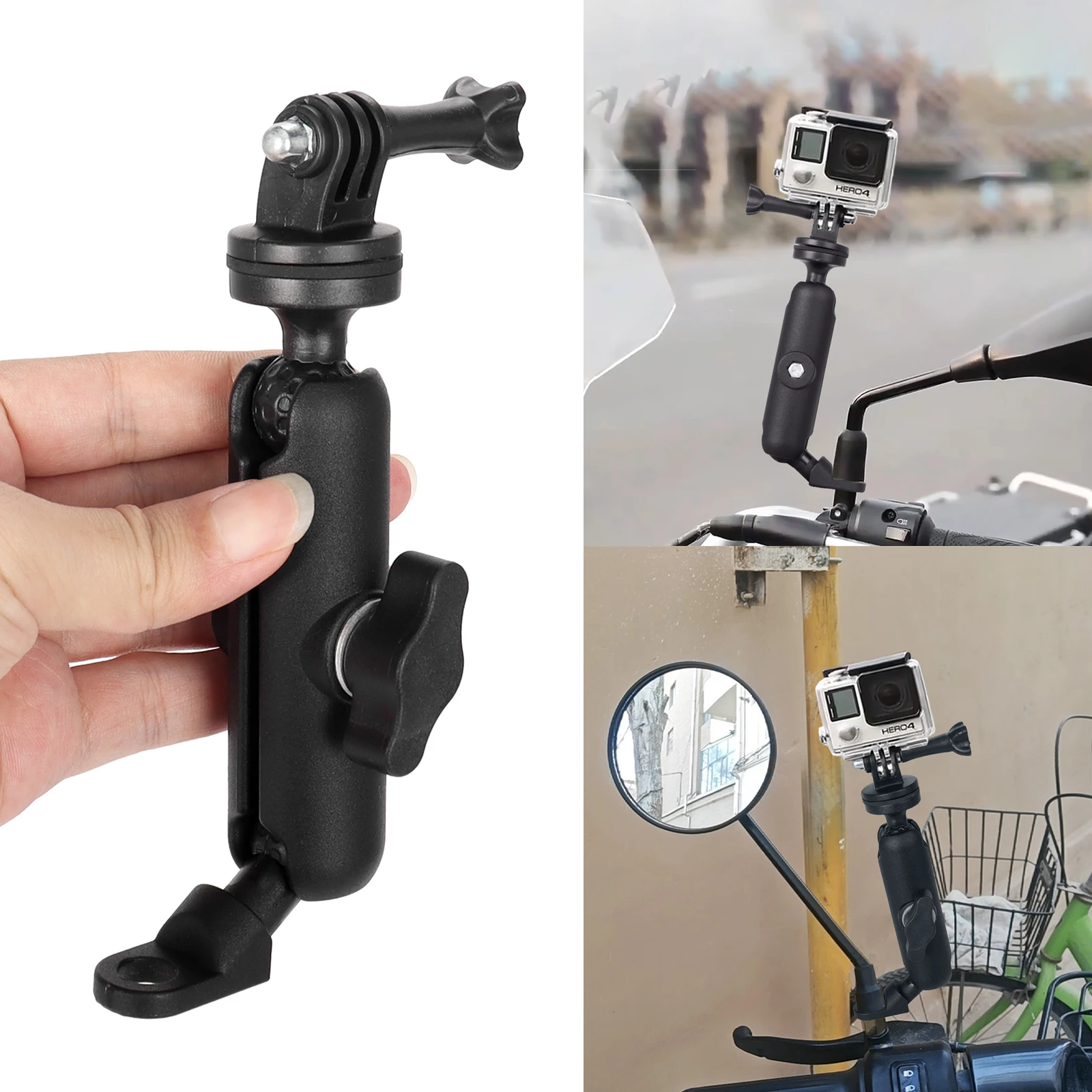 Metal Motorcycle Bicycle Camera Holder Handlebar Mirror Mount Bike Bracket for GoPro Hero DJI Phone Action Camera Accessories