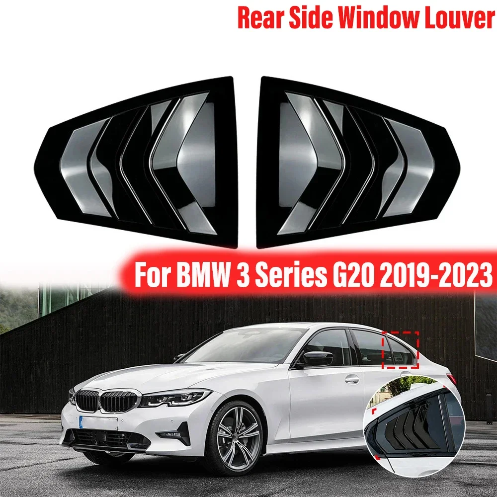 

Rear Side Louver Cover For BMW 3 Series G20 320i 325i 330i 2019-2023 Rear Window Side Vent Louvers Sticker Sunshade Shutter