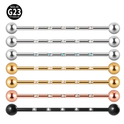 1Piece ASTM F136 Titanium Industrial Barbell Micro Insert Zircon Straight Earring Opal Helix Tragus Body Piercing Jewelry 14G