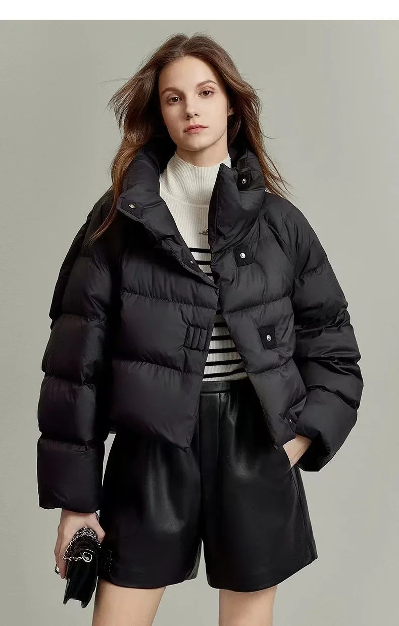 

Зимние корейские стильные новые модные женские однотонные с воротником-стойкой, повседневные модные свободные простые базовые стеганые пальто, женские парки