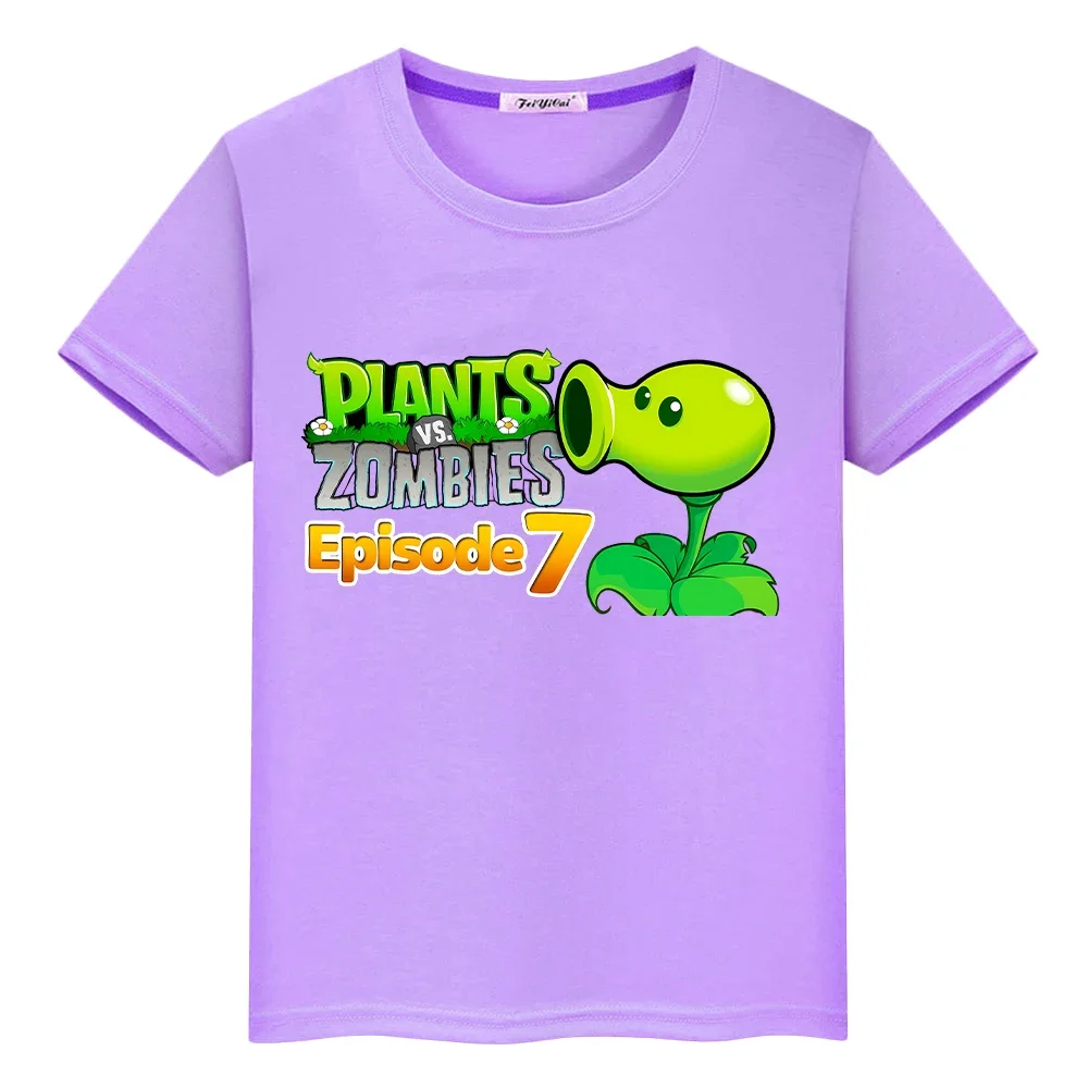 تي شيرت للأطفال الأولاد 10 سنوات 100% نباتات مطبوعة قطنية ضد الزومبي ملابس أنيمي كاواي قصيرة فخر تي شيرت y2k قطعة واحدة ملابس الفتيات