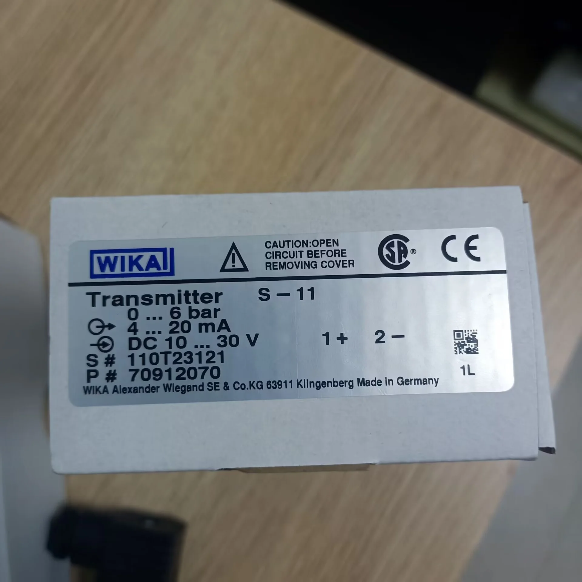 Wika Flush Pressure Transmitter S-11 0-6bar 4-20mA G1/2