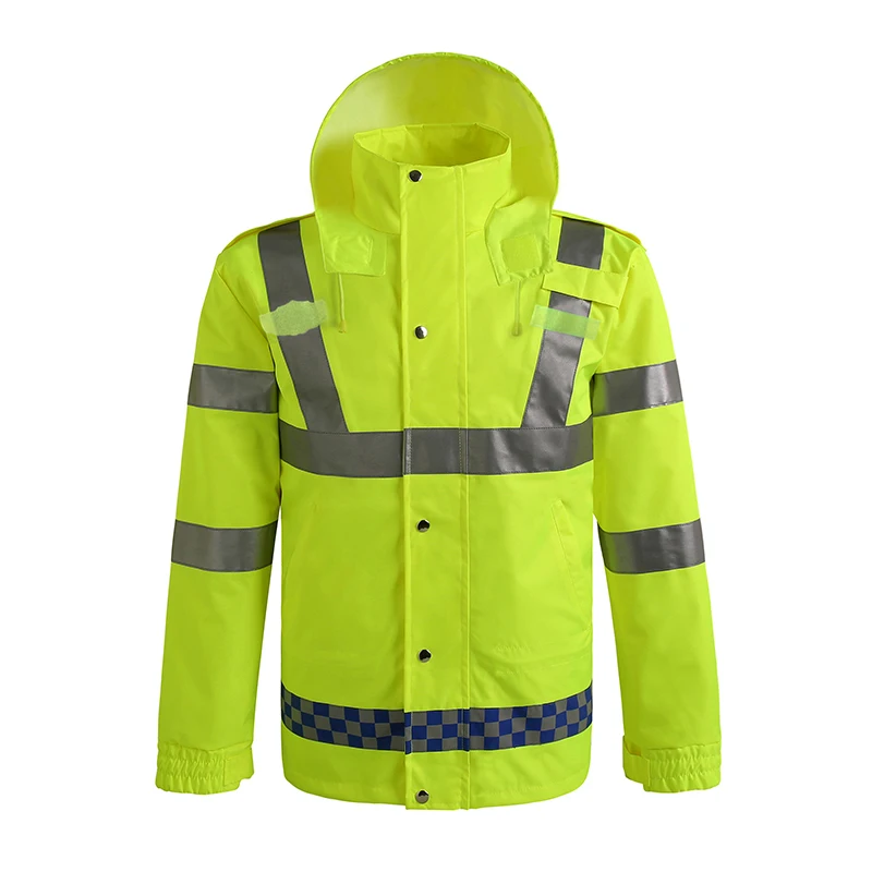 Men\'s Work Wear Jacket Reflective Raincoat Jacket High Visibility Working Jacket Traffic Warning Coat Waterproof Size M-3XL
