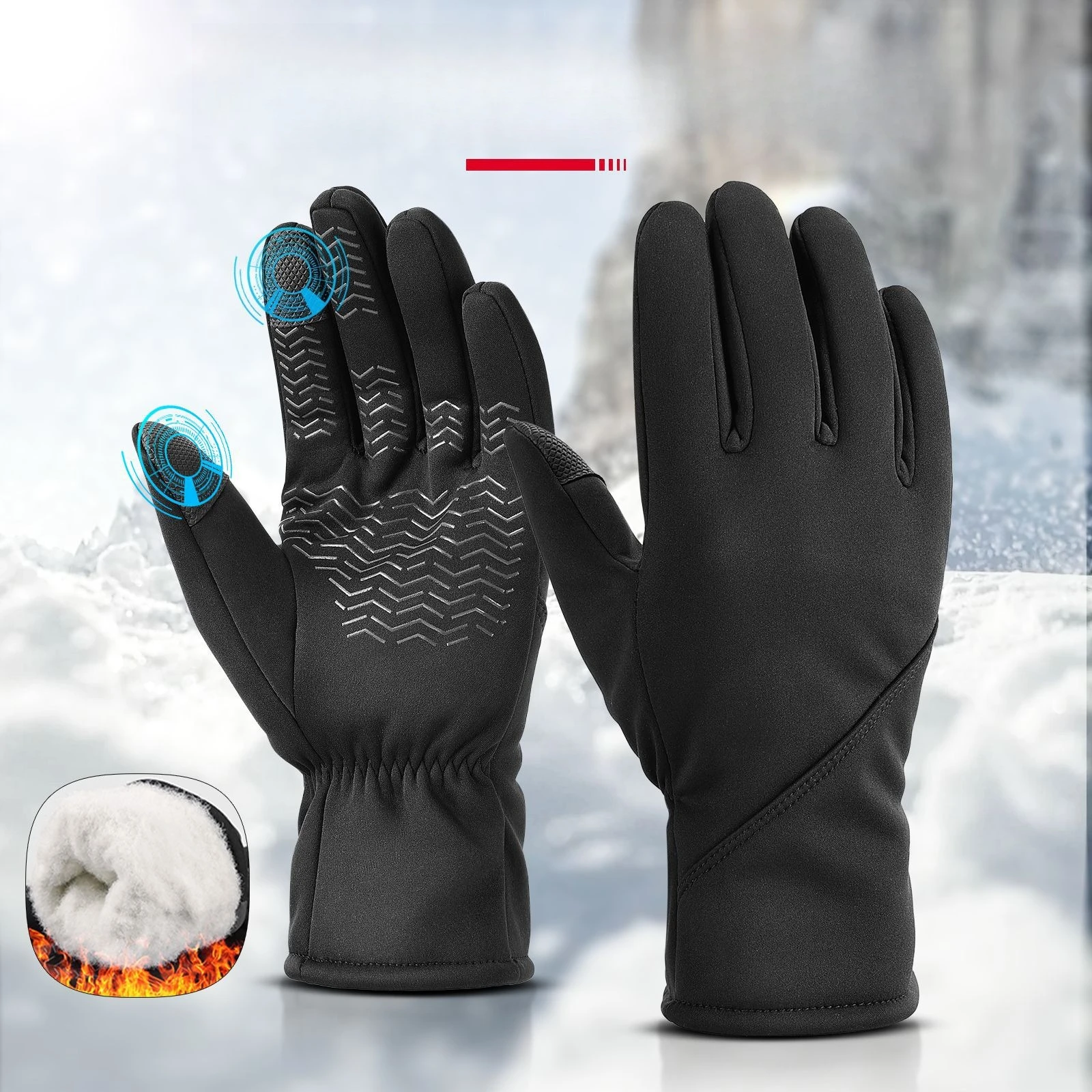 

Winter ski warm gloves can touch the screen imitation mink fleece velvet gloves for boys and girls