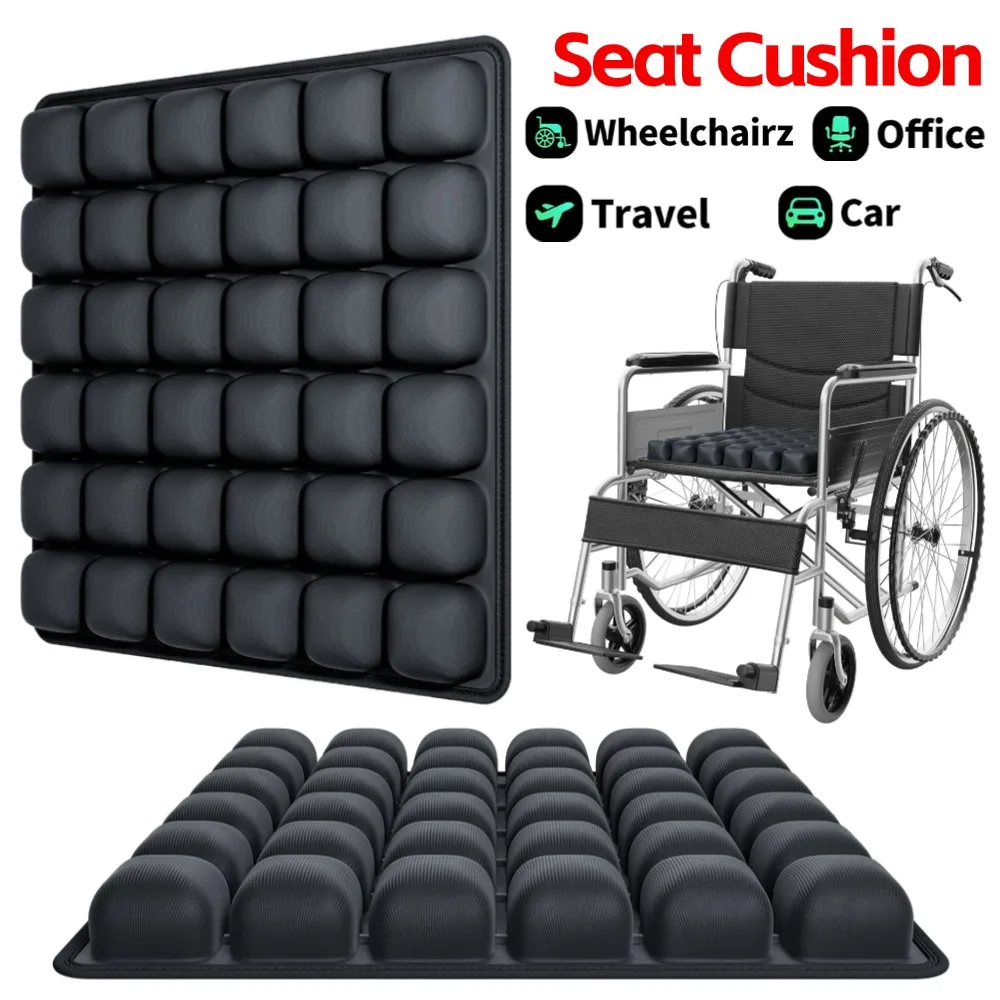 Aufblasbares 3D-Sitzkissen mit Aufbewahrungstaschen, leichtes, verstellbares Reise-Luftkissen für Auto, Zuhause, Büro, Stuhl, Rollstuhl