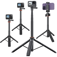 2 in 1 Selfie Stick Tripod Lengthen Holder Telescopic Rod with 1/4 Thread Tripod Stand for DJI Osmo Pocket 3 Camera Accessories