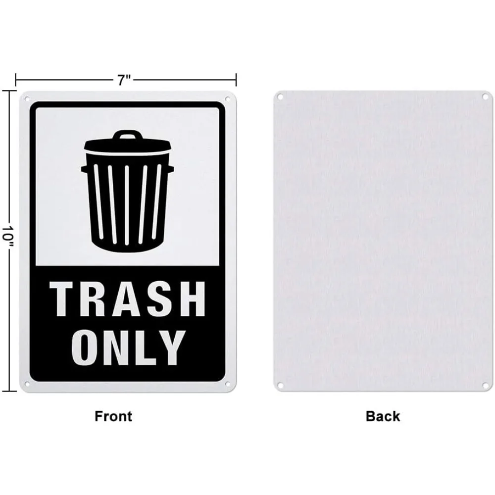 2 Pack Trash Only Sign 10x7 inches 40 Mil Aluminum Trash Signs Decorative for Indoor or Outdoor UV Protected Reflective