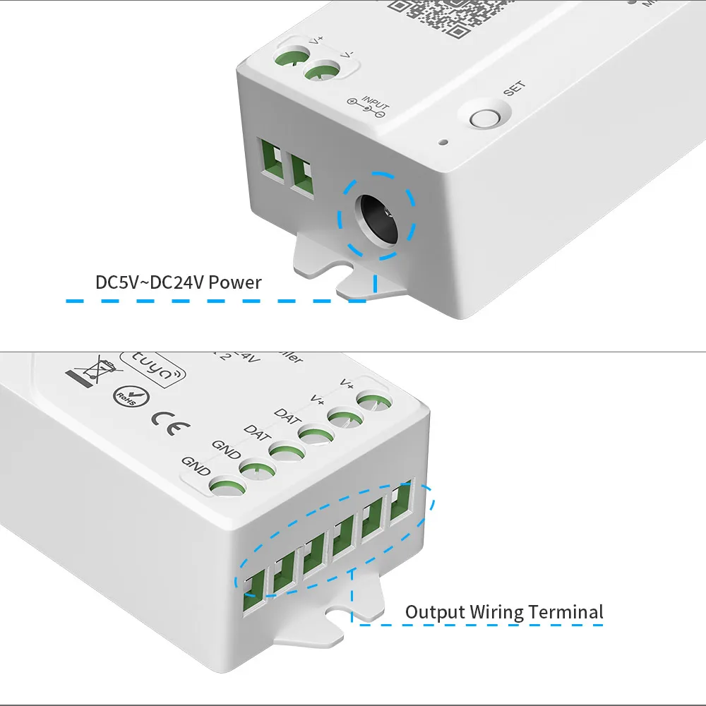 Kontroler Tuya SPI WIFI DR03W/DR04W ściemniacz światła inteligentny modulator Bluetooth Google Home Alexa dla WS2815 WS2812 5050 paski RGB