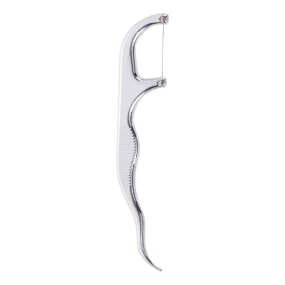 Dust-proof Tooth Cleaning Oral Hygiene Portable Lightweight Floss Stick Stainless Steel Flosser Dental Floss Flossing ​Holder