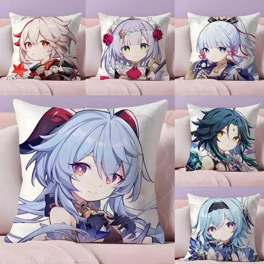 Cartoon Honkai Impact Federa per cuscino carina Tessuto felpato Morbido divano stampato fronte-retro Caldo inverno Regalo per la casa Fodera per cuscino