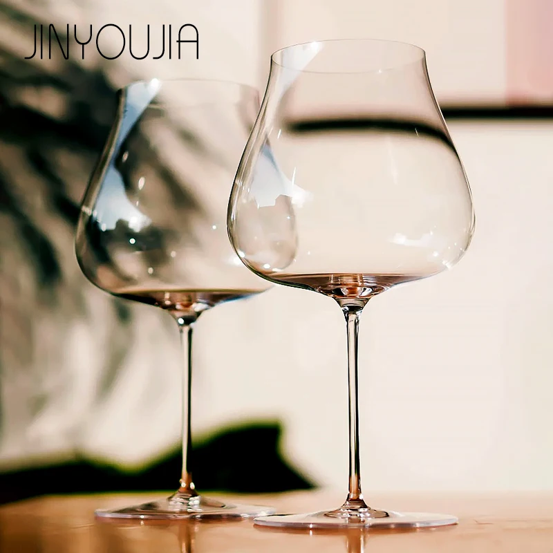 JINYOUJIA Perfect Flawless Quality Big Belly 850ml Wine Glass Sensory Style Tasting Wine Glasses Handmade Crystal Glass Goblet