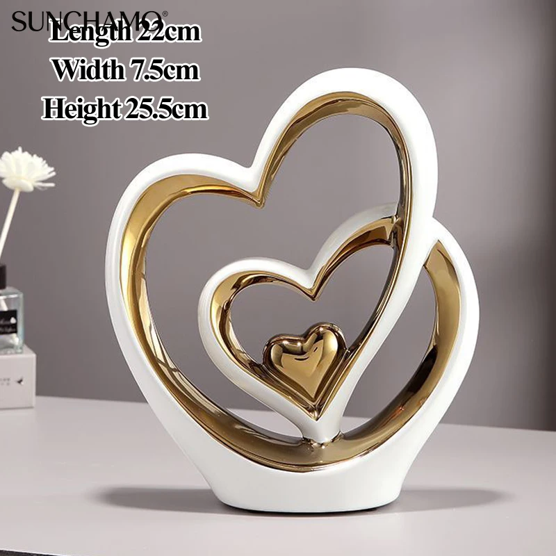 

1Pc Zhaocai-Creative Love and Sailboat Shaped Ceramic Art Home Decoration Living Room Dining Table TV Cabinet Gift Light Luxury