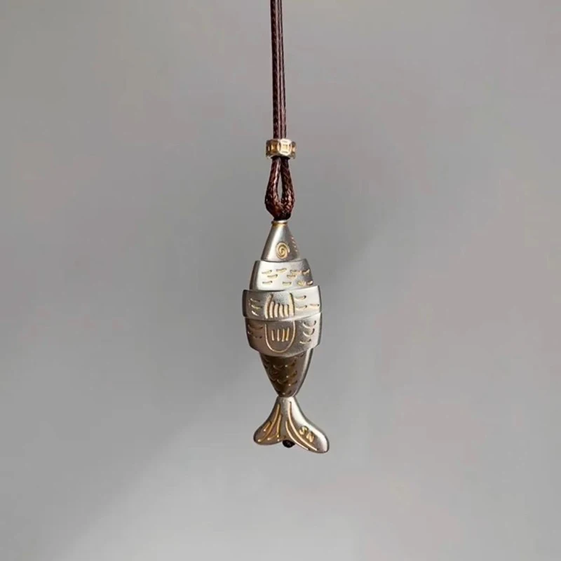 

Fishbone Silver Minimalist Hanging Pendant Chinese Style Lucky Fish Charm Jewelry Gift for Women Car Accessories Interior Decor