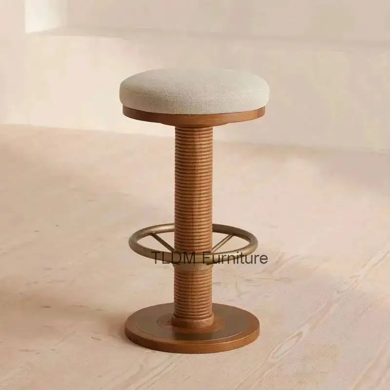 Muebles Modern Single Bar Stools Wooden Minimalist Island Party Waiting Bar Chairs Design Comfortable Lounge Salon Furniture