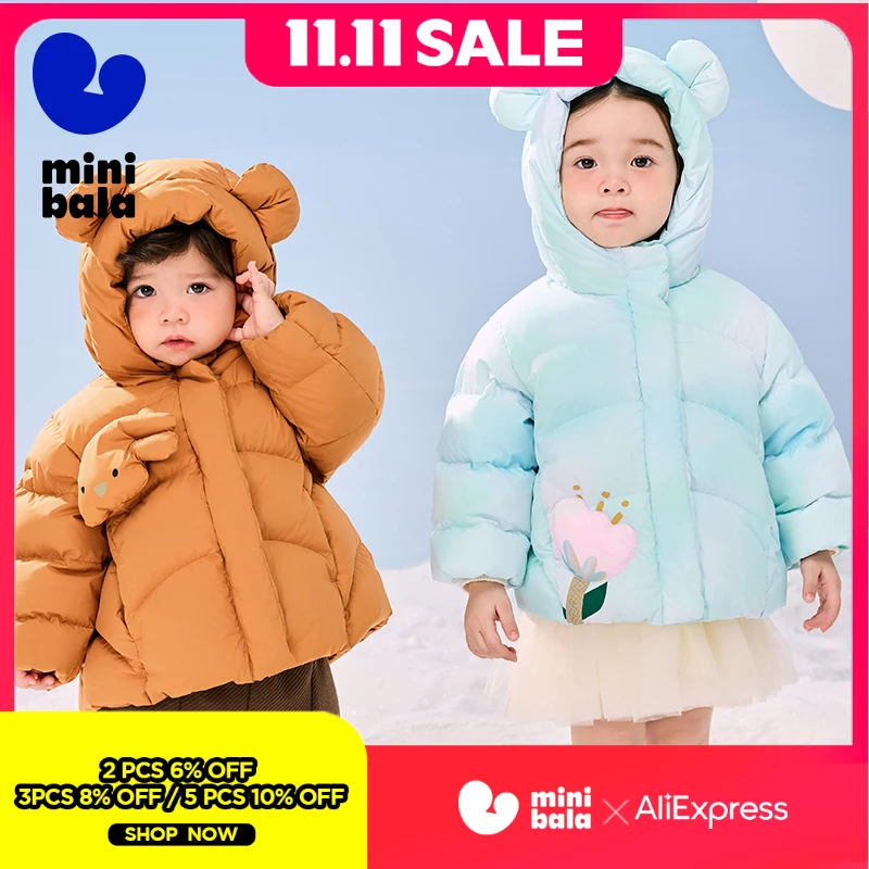 

Миниатюрный пуховик Bala для мальчиков и девочек, зима 2024, новый стиль, милая кукла, теплое пальто для малышей, детская одежда, верхняя одежда для малышей