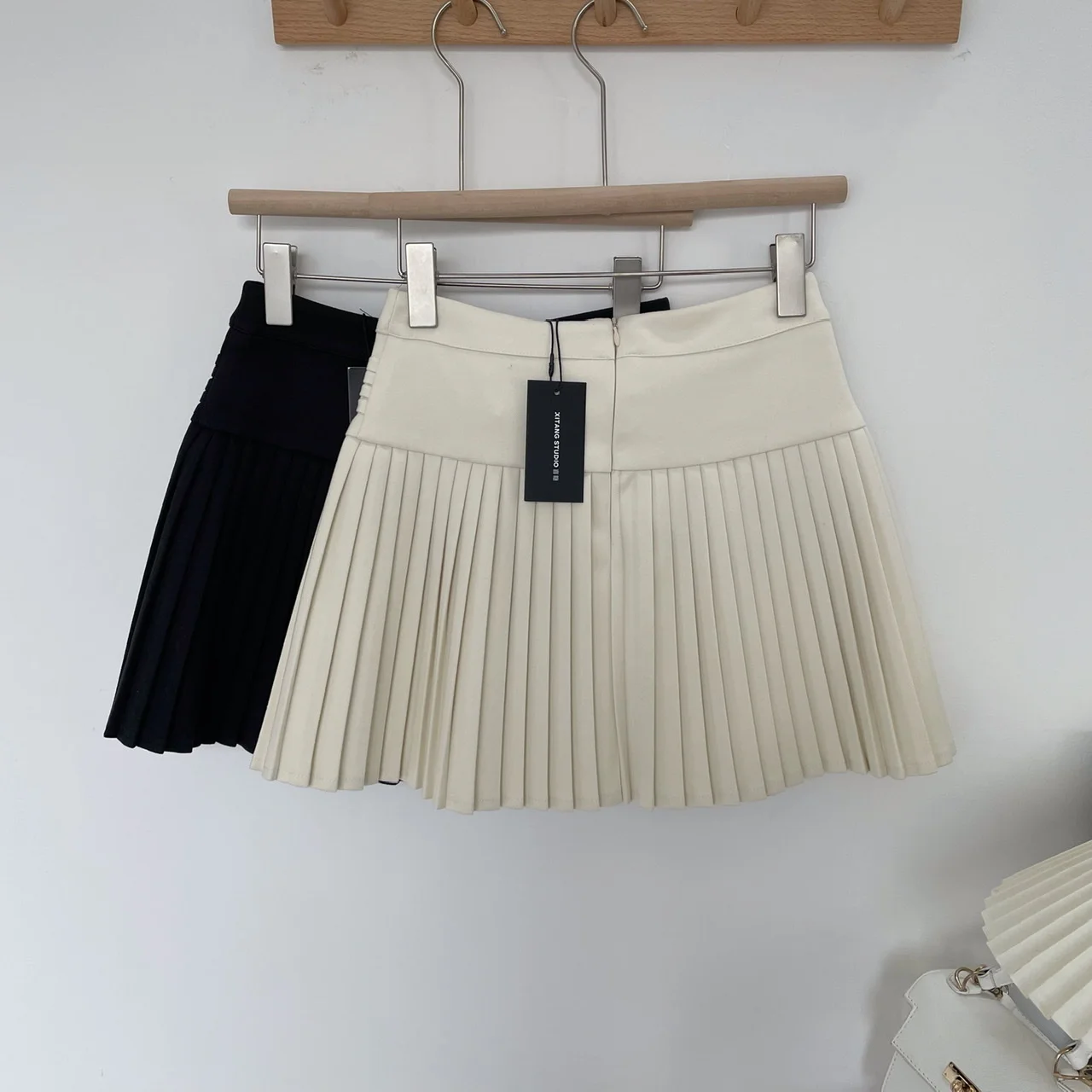 リンサマーホワイトAラインスカート レディース ハイウエスト スリムフィット プリーツ オルトフ ボディスカート フランス風スカート