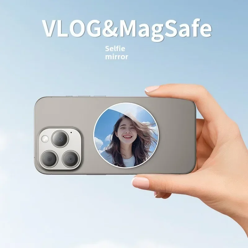 VRIG MG-20 Magnetic Selfie Mirror for Back Cell Phone Convex Mirror for MagSafe for Vlogging Streaming Selfies for iPhone 15 14