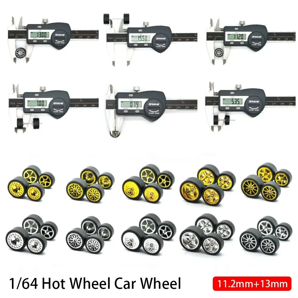 1Set BMS Series 1/64 Model Car Wheel Staggered Gild/Silvering/Golden/Silver 11.2mm+13mm Alloy Plastic Metal