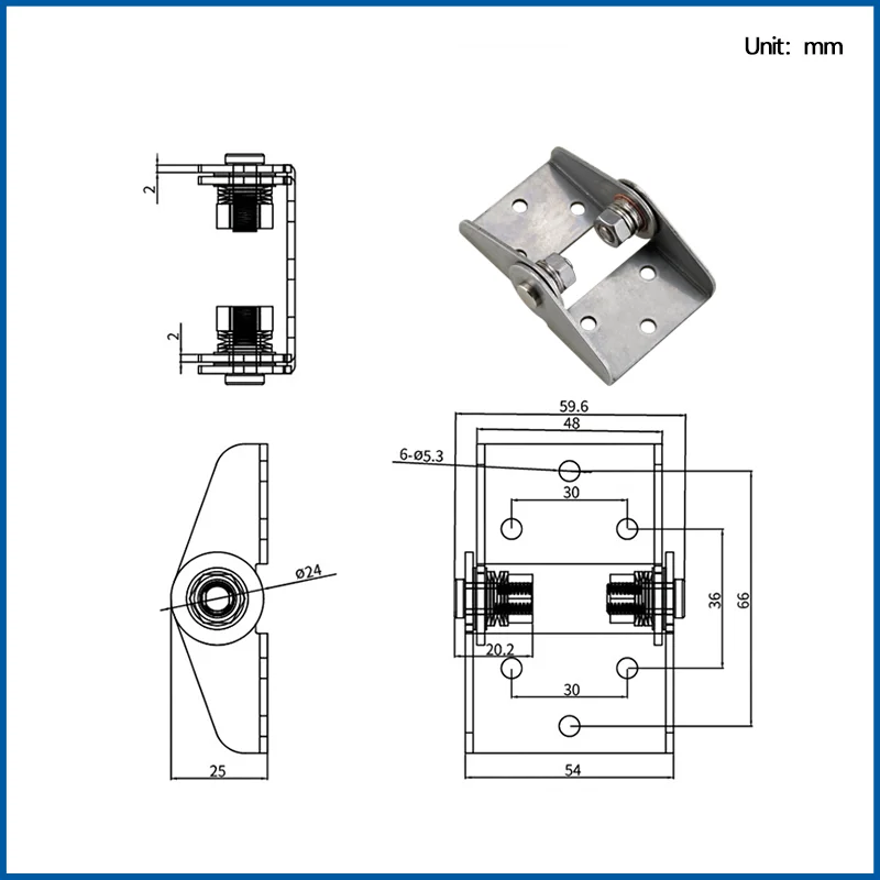 304 Stainless Steel Torque Hinge Industrial Arbitrary Stop Positioning Large Torque Adjustable Damping Shaft Hinge