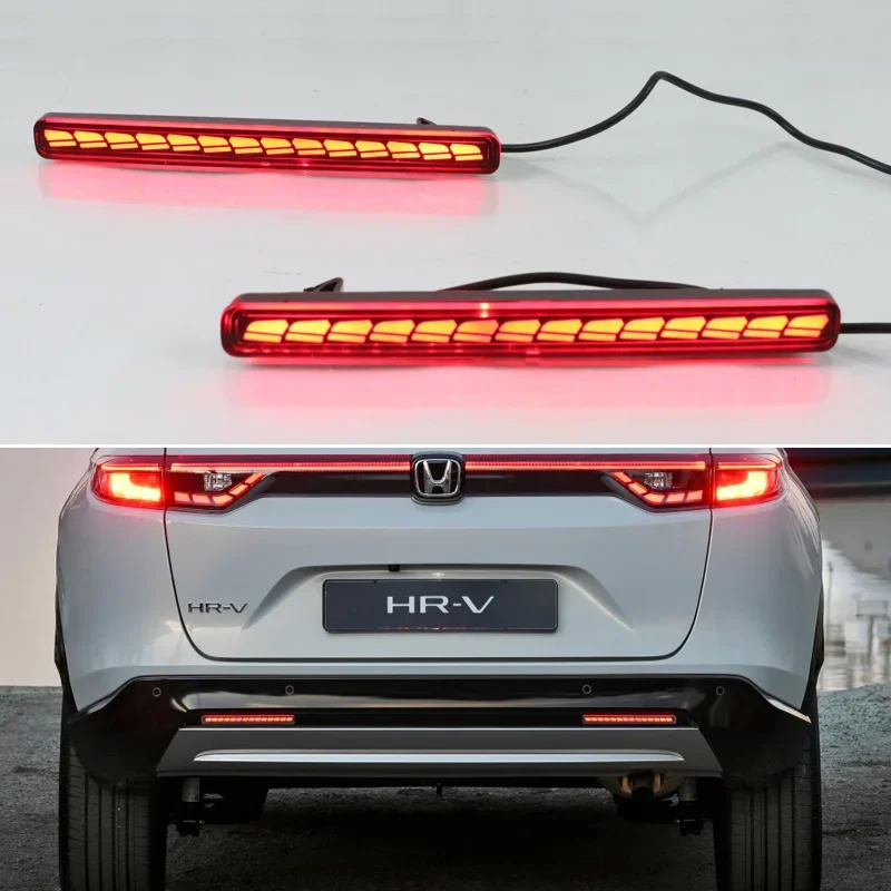 Car LED Rear Reflector For Honda HR-V HRV 2022 2023 3-in-1 Functions Sequence Signal Indicator Tail Light Bumper Brake Indicator