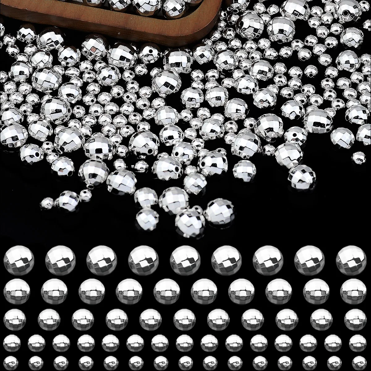 10-200pcs Disco Fever Reflective Beads 6-16mm CCB Silvery Mirrorball Spacer Loose Beads For Jewelry Making DIY Bracelet Necklace