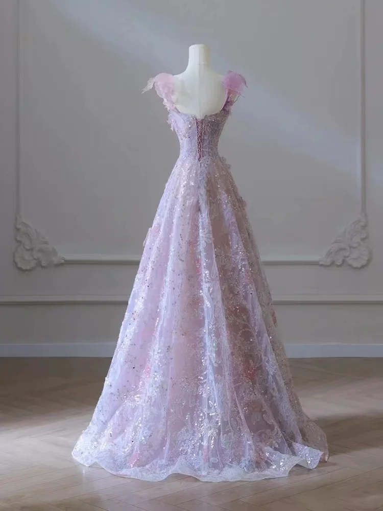 Imbracatura colorata di lusso per le donne primavera estate dolce abito da sposa 3d fiore pizzo ragazze abito da sera abito da sera