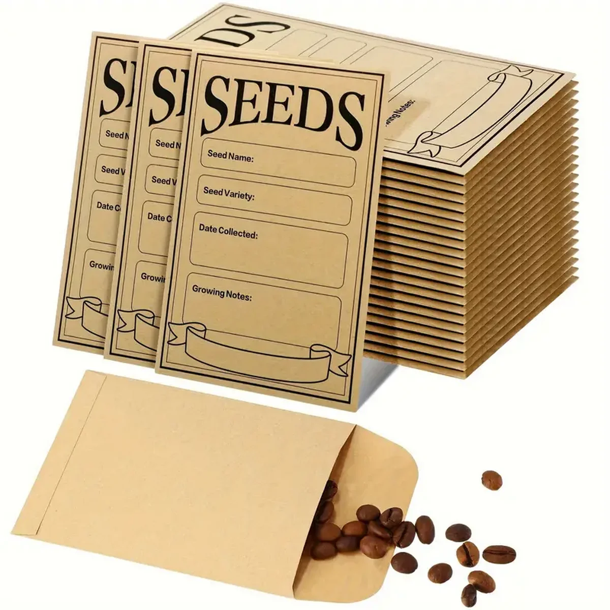 Brown Seed Envelopes Resealable Seed Packets Seed Saving Envelopes With Secure Tiny Envelopes, Seal Envelopes For Collection Of