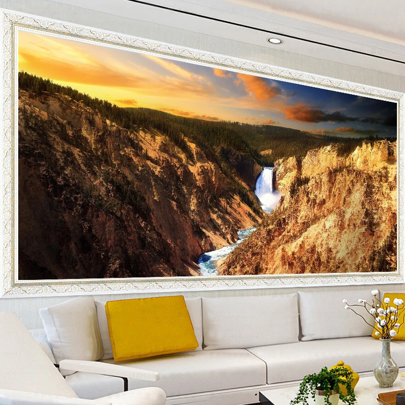 

5D DIY Diamond Painting Home Decor Full Diamond Embroidery Mountain Waterfall, Cross Stitch Kit, Wall Art, Living Room, Bedroom