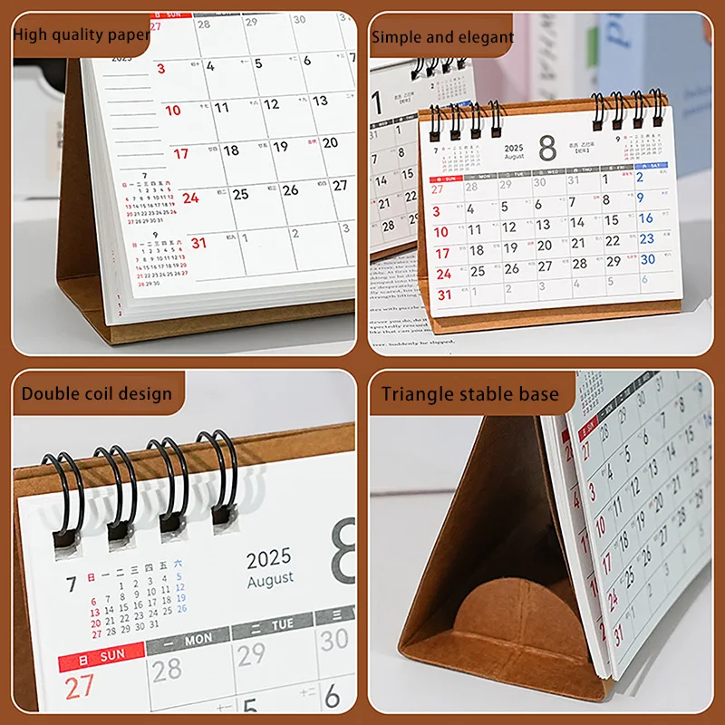 2026 nouveau calendrier de bureau à rabat à Double bobine Simple ornement de bureau planificateur de bureau bloc-notes calendrier 2025-2026 planificateur