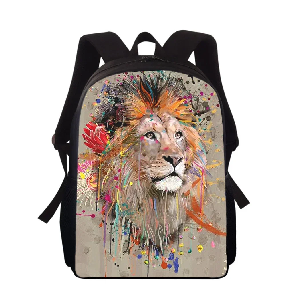 Ferocious Illustration Lion 16” Custom Kids Backpack Primary School Bags for Boys Girls Back Pack Students School Book Bags