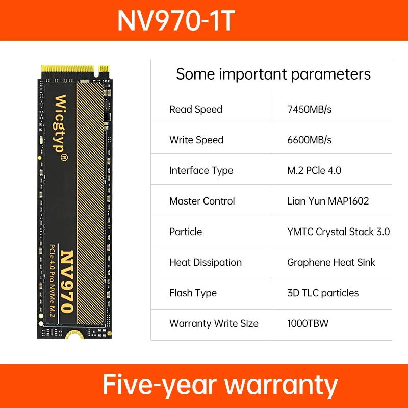 Wicgtyp SSD M2 NVMe 512GB 1 TB 2TB PCIe 4.0x4 M.2ภายใน SSD 1 TB 2TB NVMe 2280ฮาร์ดดิสก์สำหรับคอมพิวเตอร์แล็ปท็อป PS5