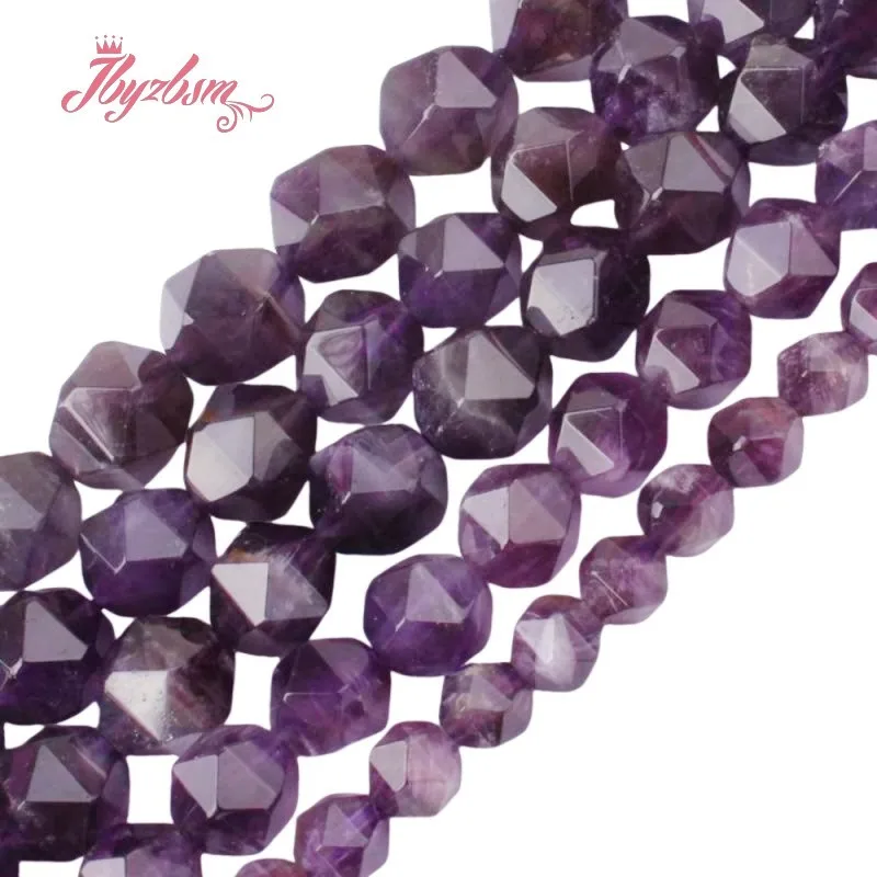 Natural Square Shape Amethyst Stone Beads For Jewelry Making Necklace Bracelat Strand 15 Inches DIY Loose Beads 6mm 8mm 10mm